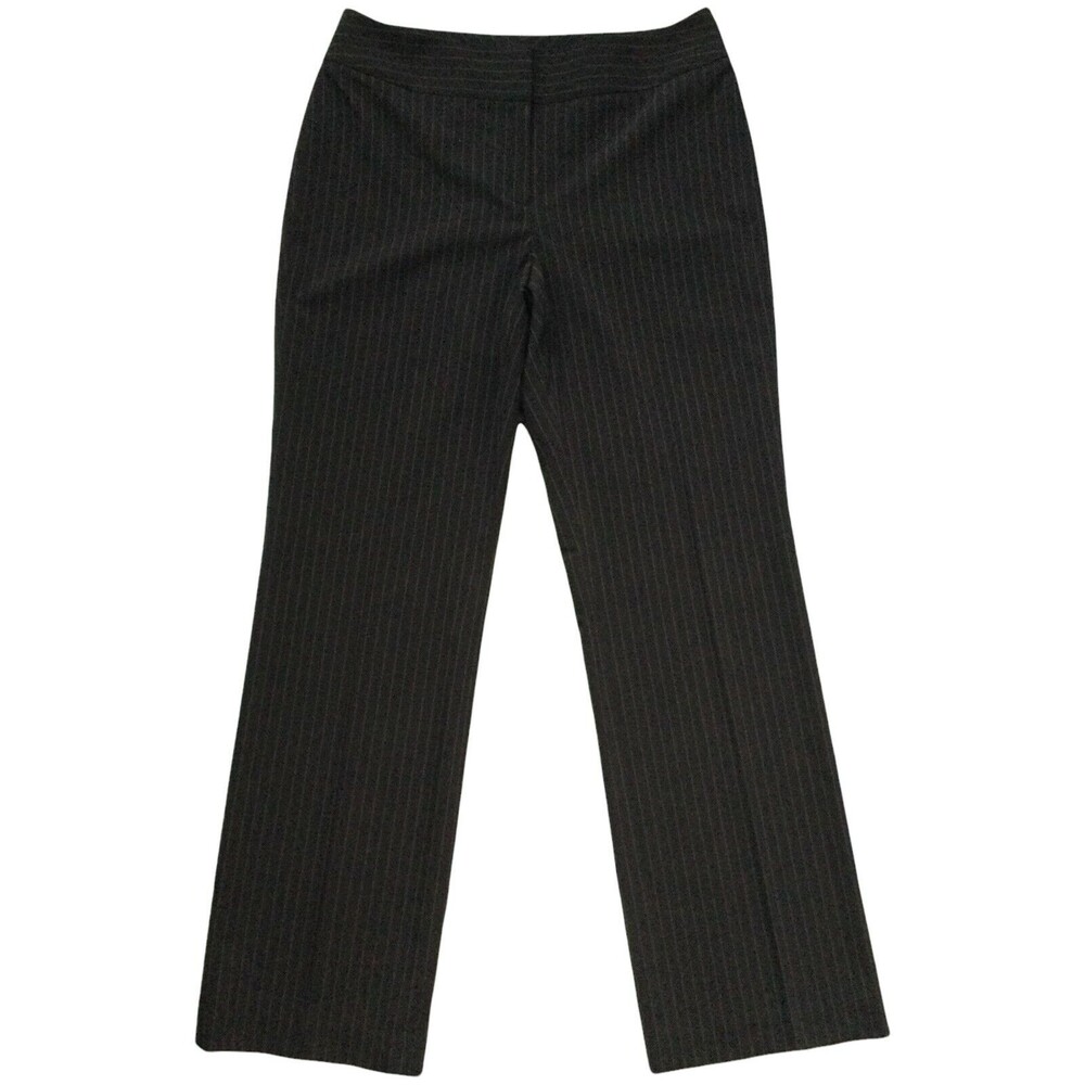 Style & Co Womens Pants sz 10 Brown Gray Pinstripe Straight x32" Career Stretch